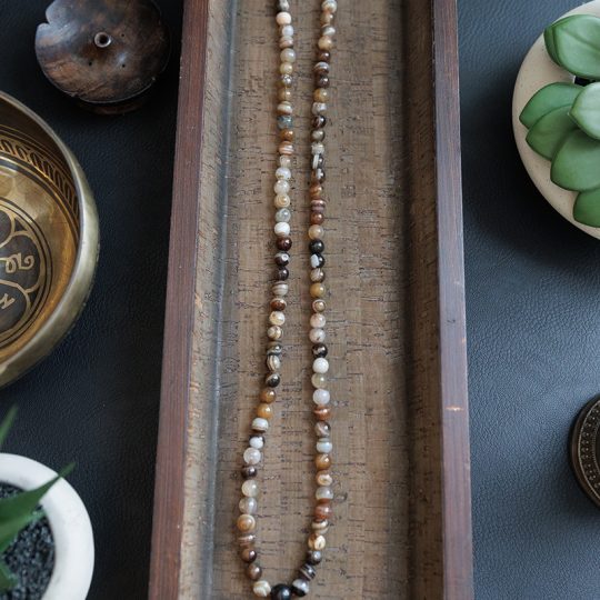 Brown Agate Stone Japa Mala
