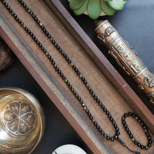 Obsidian Energy Japa Mala & Bracelet Set