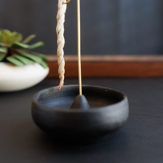 Raw Black Clay Rope Incense Burner