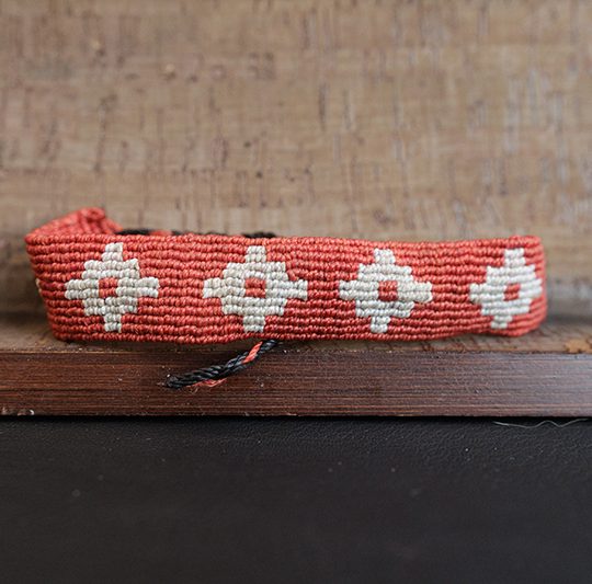 Chakana Symbol Hand Woven - Inca Bracelet - Peru - Red/White